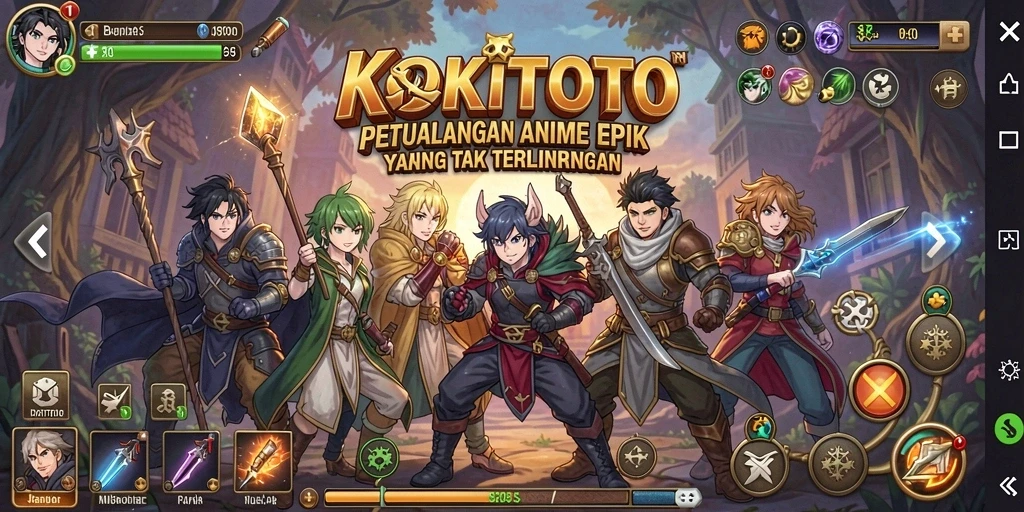 Gameplay seru KOKITOTO yang menampilkan karakter Anime ikonik.