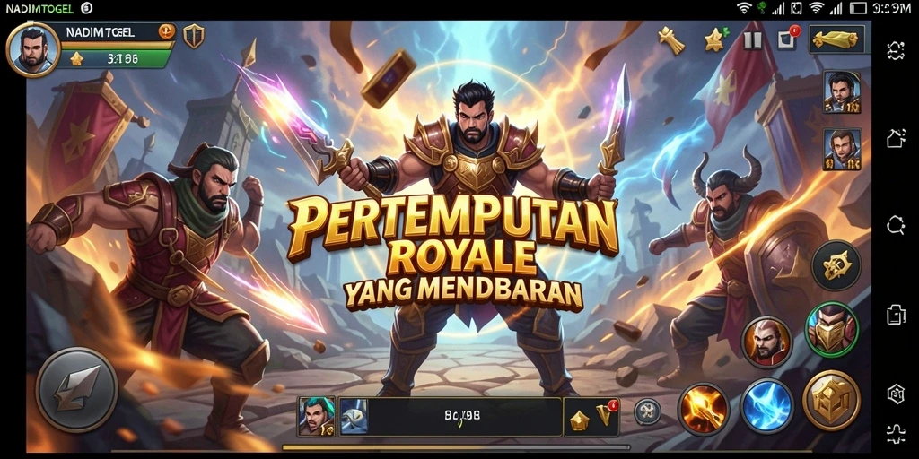 Screenshot NADIMTOGEL menampilkan aksi Battle Royale yang penuh semangat.
