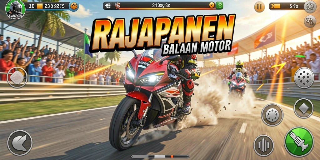 Gameplay seru di lintasan balapan motor.