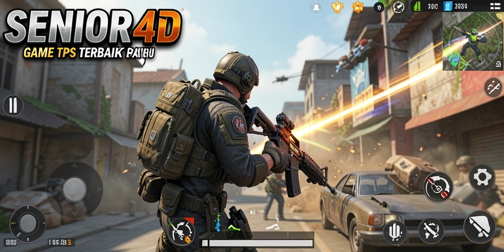 Tampilan gameplay menegangkan dari SENIOR4D dengan aksi intens.