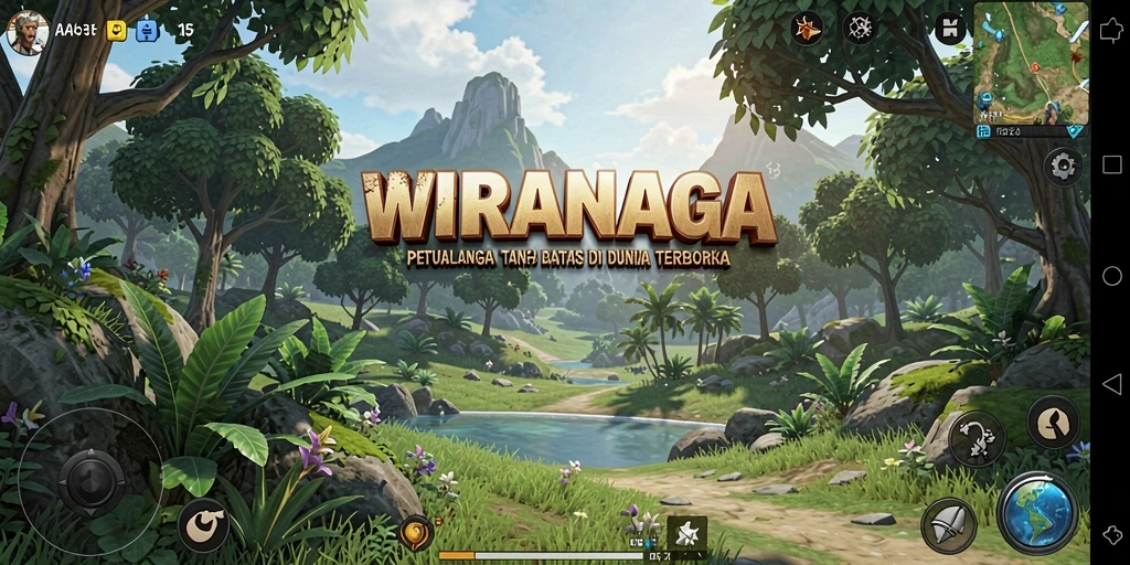 Tampilan gameplay WIRANAGA yang menawarkan petualangan di dunia terbuka.