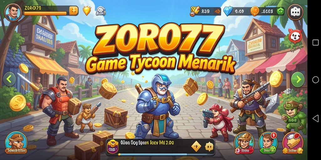 Screenshot gameplay ZORO77 menunjukkan aktivitas manajerial yang seru.